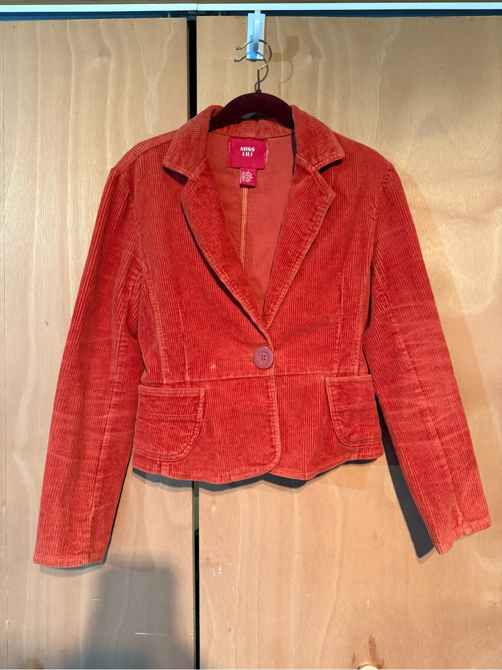 Miss Lili Rust Orange Corduroy Blazer Jacket